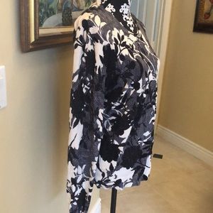 💕Karen Scott Tweed & floral pattern cotton blend cardigan